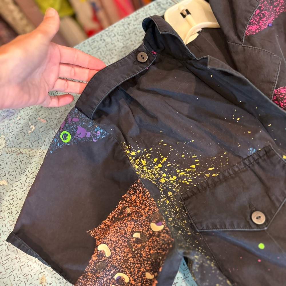 80s Splatter Paint Fish Jumpsuit - Picture 5 of 14